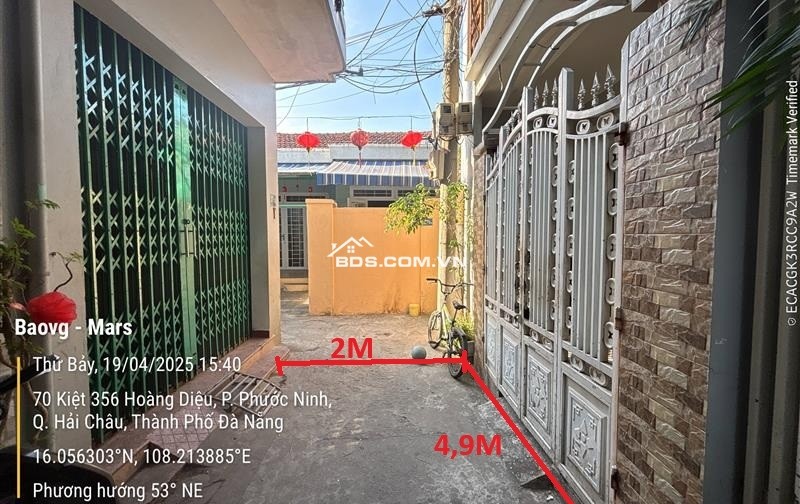 Bán nhanh nhà 2 tầng kiệt 356 Hoàng Diệu, Đà Nẵng.