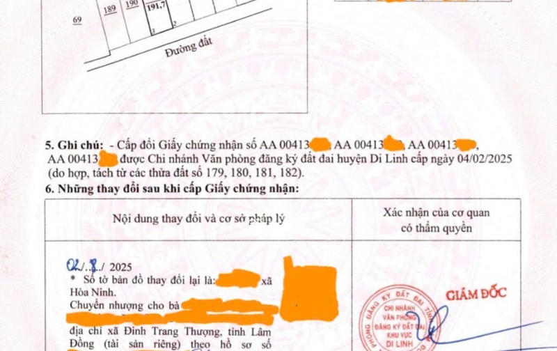 đất đẹp Hòa Ninh, Di Linh 191m² full thổ, 7,6 tr/1m2