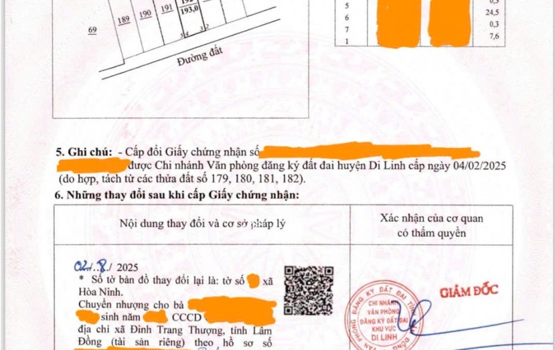 đất đẹp Hòa Ninh, Di Linh 191m² full thổ, 7,6 tr/1m2