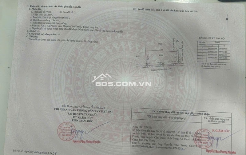 Cần tiền bán gấp lô đất 2 mặt tiền tại xã Phước Vân, Cần Đước, Long An – Giá tốt cho nhà đầu tư