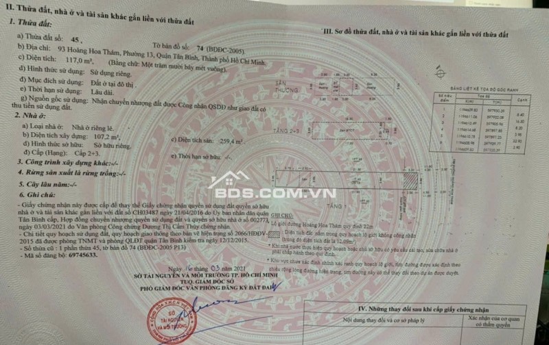 Chính chủ cần bán nhà mặt tiền Hoàng Hoa Thám, Phường 13, Quận Tân Bình