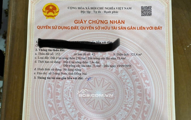 Bán gấp mặt tiền kinh doanh đường Cách Mạng Tháng 8 Trảng Bom