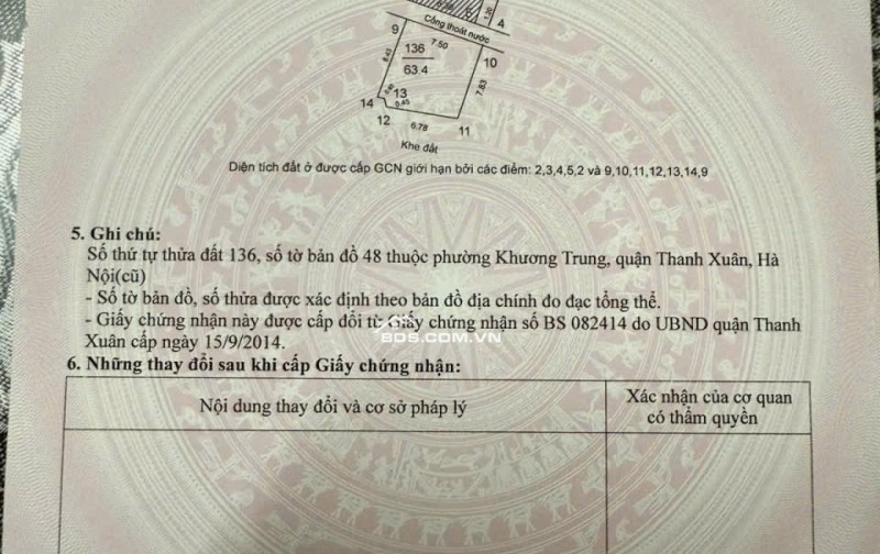 BÁN NHÀ VƯƠNG -THỪA VŨ – THANH XUÂN 86M2- MT 7,8M- 3 TẦNG – 13.5 TỶ