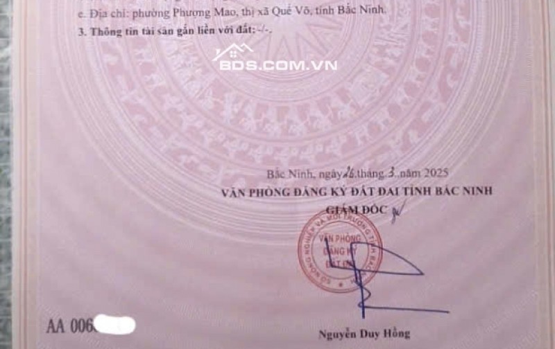 Bán Lô đất dự án Phượng Mao Green City - Quế Võ - Bắc Ninh