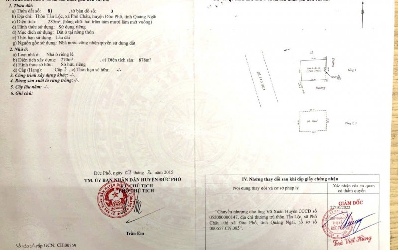 Bán BĐS Khách sạn Dũng Vy Sa Huỳnh Quảng Ngãi