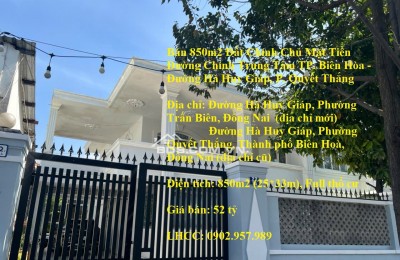 Bán 850m2 Đất Chính Chủ Mặt Tiền Đường Chính Trung Tâm TP.Biên Hòa-Đường Hà Huy Giáp, P.Quyết Thắng