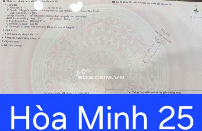 Bán 1 cặp đất đường Hòa Minh 25 - Trục thông Nguyễn Sinh Sắc
