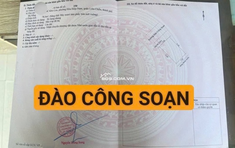 Bán đất 2 LÔ liền kề đường ĐÀO CÔNG SOẠN - trục thông biển