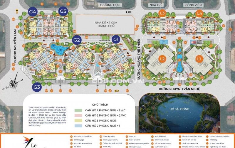 Bán căn hộ 97m2 Le Grand Jardin Sài Đồng Long Biên – 3PN, Căn góc, Full nội thất