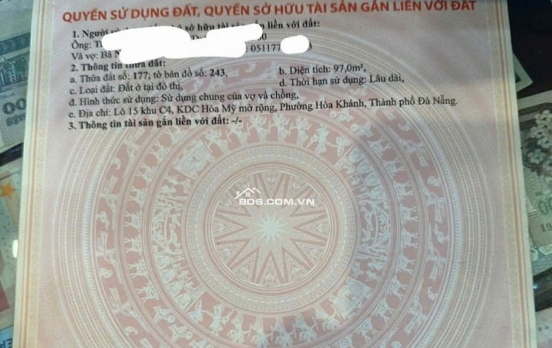 Cần bán đất MT HÒA MỶ  8  - gần ĐH SƯ PHẠM