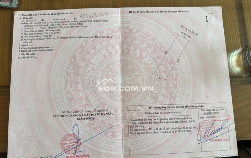 Bán đất đường Hòa Phú 29 - Khu E Kim Long - Khu điện âm