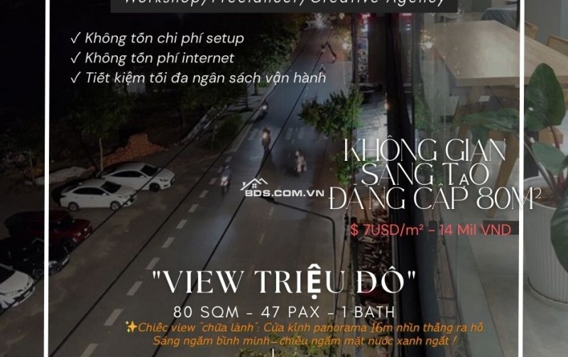 CHỐT nhanh MẶT SÀN VP tầng 2 - VIEW TRIỆU ĐÔ HỒ BÚNG XÁNG - FULL option 7$/M²