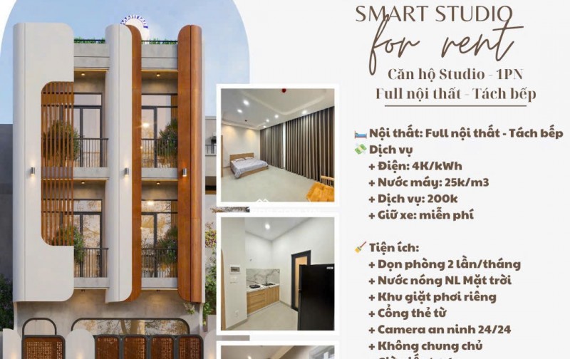 CĂN HỘ DỊCH VỤ FULL NỘI THẤT - PHÒNG STUDIO - GẦN TTTM GIGAMALL  - 7Tr400 - 36 m2