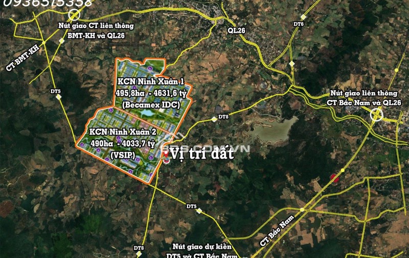 Lô đất 3 mặt tiền DT5 – ngang 65,5m – hơn 2.600m² tại Ninh Xuân, Ninh Hòa.