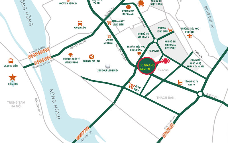 Căn góc 105m2 Le Grand Jardin Sài Đồng Long Biên – 3PN, Full nội thất, Tầng cao