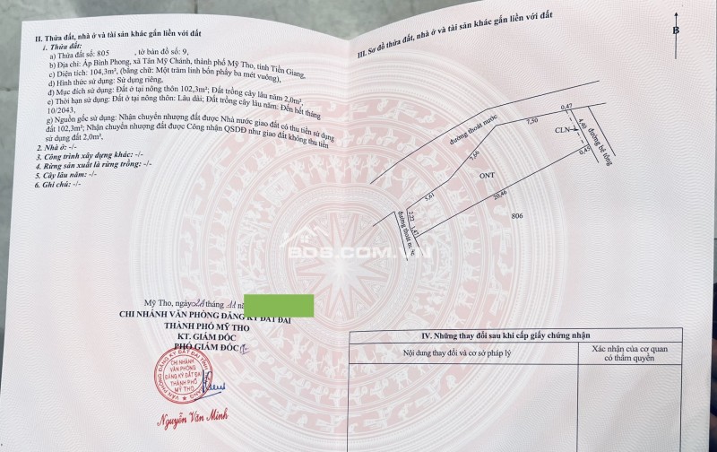 Bán đất thổ cư tại Tân Mỹ Chánh- cách cầu Bình Phong 150m, đường oto vô tới sân