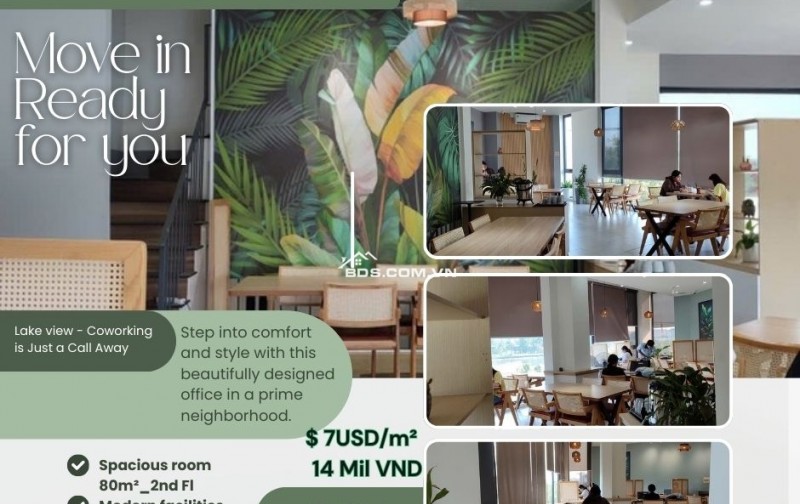 CHỐT nhanh MẶT SÀN VP tầng 2 - VIEW TRIỆU ĐÔ HỒ BÚNG XÁNG - FULL option 7$/M²