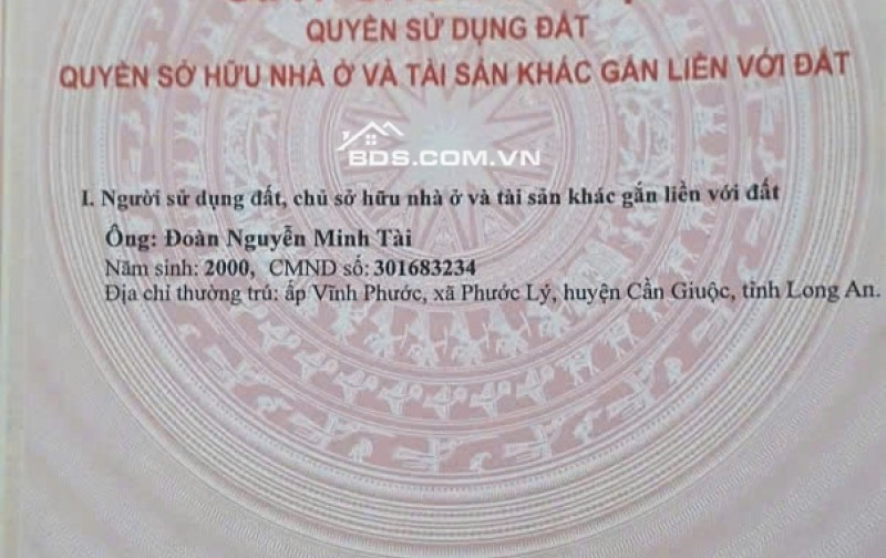 Bán 223m2 đất thổ cư 2 mặt tiền Phước Lý, Cần Giuộc, Long An, Giáp Bình Chánh, 3.9tỷTL Lh:0908242626, 0904413938.