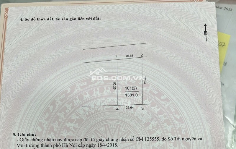 Bán Đất Thường Tín -Hà Nội- 1381m2 full thổ cư -Pháp lý sạch – Mt 26m2 giá nhỉnh 10 tỷ