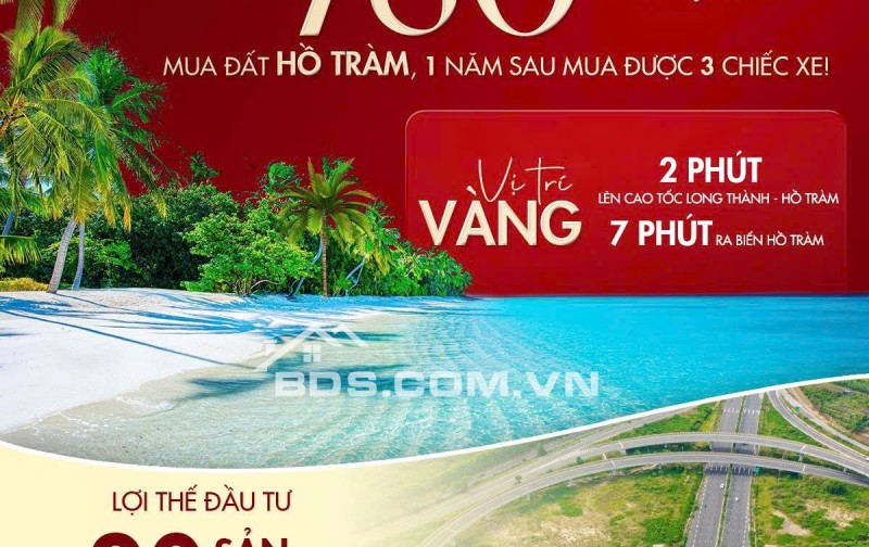 CƠ HỘI VÀNG SỞ HỮU ĐẤT THỔ CƯ HỒ TRÀM CHỈ 4.2 TRIỆU/M²!