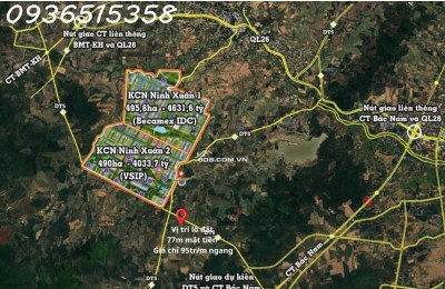 Đất nền giá tốt 77m ngang, cách ngã tư DT5-DT8 100m, đường dt5 quy hoạch 42m – đón sóng KCN Becamex Ninh Xuân