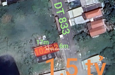 Bán hạ giá mặt tiền tỉnh Lộ 833 gần Quốc Lộ 50B giá 1,5 tỷ