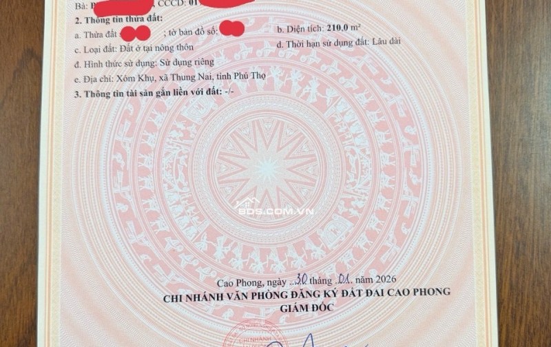 CHÍNH CHỦ CẦN BÁN LÔ ĐẤT FULL THỔ CƯ 210m2 ĐẦU TƯ SINH LỜI NGAY