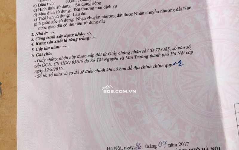 Chính chủ bán Đất dịch vụ Dương nội- khu LK31, Hướng Đông nam, diện tích 50m2 đường rộng 10,5m, ngay cạnh đường Lê Trọng Tấn, nhà máy SYM