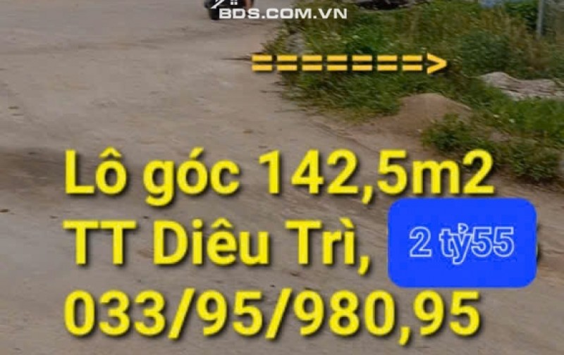 Đất 2 mặt tiền cực lớn TT DIÊU TRÌ, sát đường TRÀN BÁ, gần khu ĐT XANH DIÊU TRÌ, TUY PHƯỚC