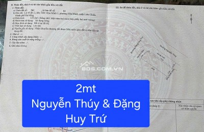 BÁN LÔ GÓC ĐẸP 2MT – ĐẶNG HUY TRỨ & NGUYỄN THÚY