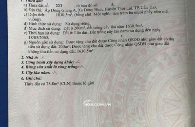 BÁN NHÀ ĐẤT 2 MẶT TIỀN LỘ TẠI TP CẦN THƠ, 1830M2 CHỈ 4.9 TỶ. LH;0901045679.