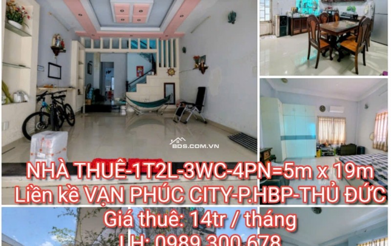 CHO THUÊ NHÀ - 1T2L-3WC-4PN-GẦN VẠN PHÚC CITY - THỦ ĐỨC