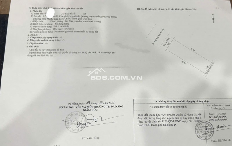 Đất đường Hòa Phú 30 - Khu E Kim Long - DT 120m2 ngang 6m xây căn hộ quá OK