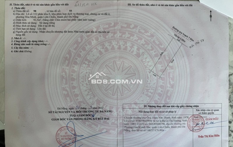 RẺ NHẤT KHU E HÒA MINH – ĐƯỜNG 7M5 ĐƯỜNG HOÀ PHÚ 27 – SỔ ĐỎ LÂU DÀI