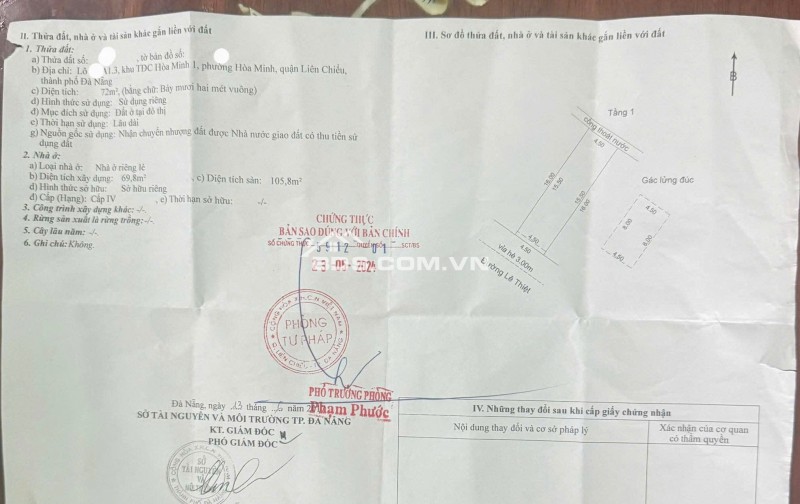 Bán nhà C4 Gác lửng đường LÊ THIỆT – SÁT BIỂN