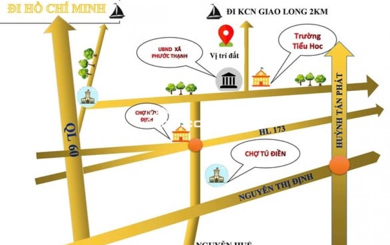 Bán 260m2 đất thổ cư đường oto gần UB Phước Thạnh,nay là phường Phú Tân