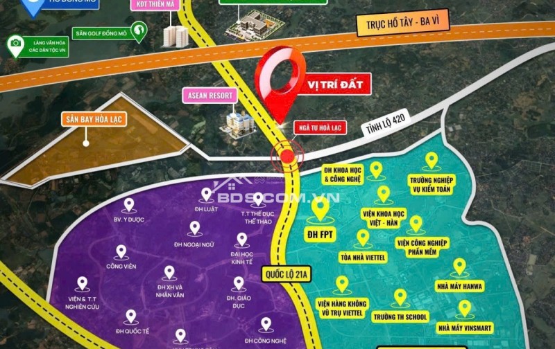 Gấp Bán Lô Đất DT:100m view hồ sát đại học quốc giá khu CNC hoà Lạc Giá Hơn 3 tỷ