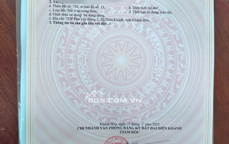 Đất trung tâm Diên Khánh khu dân cư Bầu Gáo