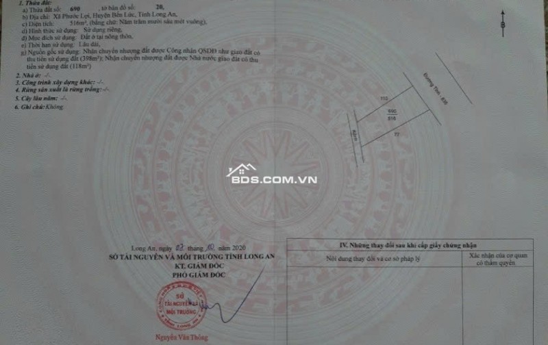 Bán Đất Mặt Tiền DT835,  Cách Chợ Gò Đen 1km, DT 516m2, 16,5 tỷ. LH: 0902.582.938