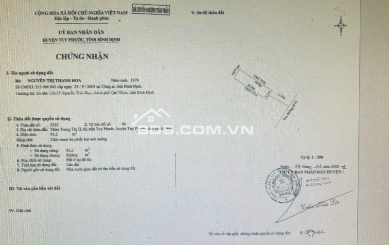 Bán nhà 62 nguyễn nhạc thị trấn tuy phước huyện tuy phước bình định