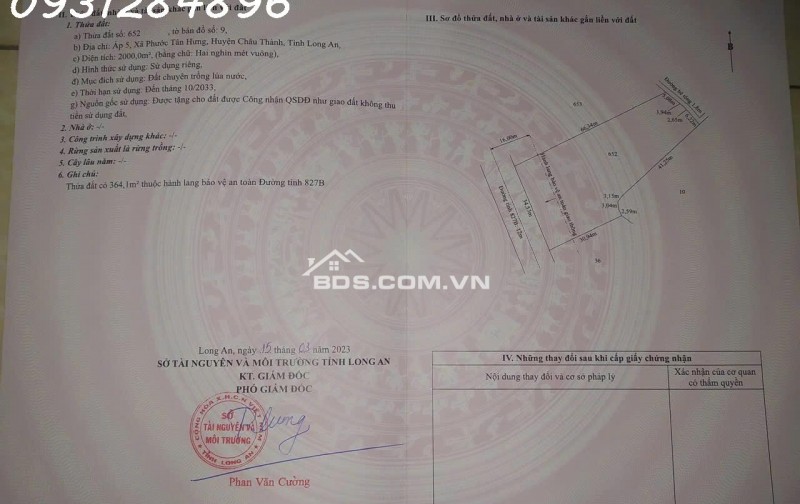 Siêu phẩm - Bán đất mặt tiền đường DT 827B, Châu Thành, Long An, DT 4.000m2, giá đầu tư