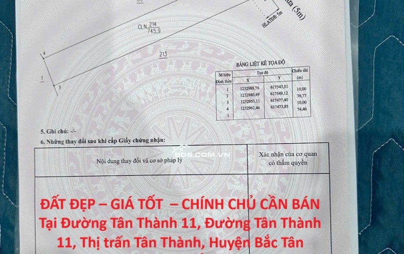 ĐẤT ĐẸP – GIÁ TỐT  – CHÍNH CHỦ CẦN BÁN Tại Đường Tân Thành 11, Đường Tân Thành 11, Thị trấn Tân Thành