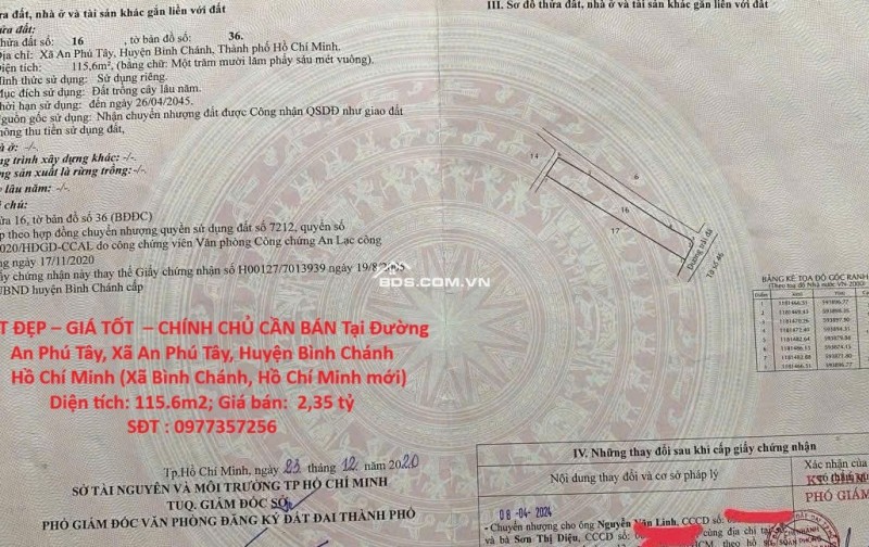 ĐẤT ĐẸP – GIÁ TỐT  – CHÍNH CHỦ CẦN BÁN Tại Đường An Phú Tây, Xã An Phú Tây, Huyện Bình Chánh