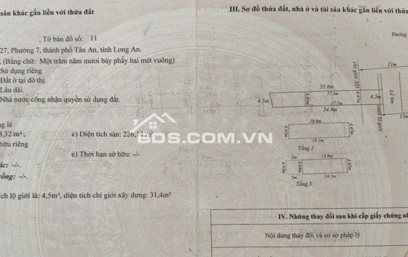 Chính chủ Cần bán nhà cấp 3 mặt tiền tỉnh lộ 827,Phường 7,Thành Phố Tân An, (Long An Cũ).