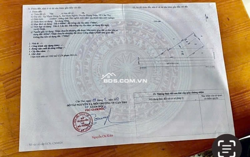 BÁN KHO MẶT TIỀN QL61C, GẦN CẦU BA LÁNG, DT 2168M2, CHỈ 11TR/M2. LH:0783960791.