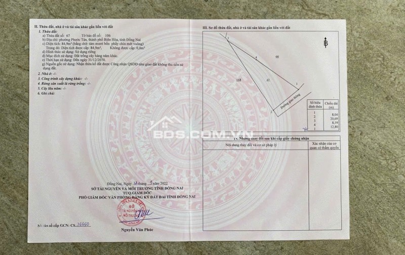 BÁN ĐẤT 2 MẶT TIỀN TẶNG NHÀ TẠI TP BIÊN HOÀ, DT 4200M2, SỔ SẴN, CHỈ 19 TỶ. LH:0933449988.