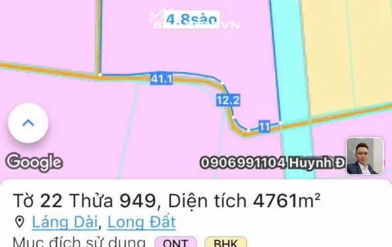 BÁN 4761m2 ĐẤT XÃ LÁNG DÀI, NGAY CHỢ LÁNG DÀI, HUYỆN ĐẤT ĐỎ BÀ RỊA (NAY LÀ XÃ ĐẤT ĐỎ - HCM)