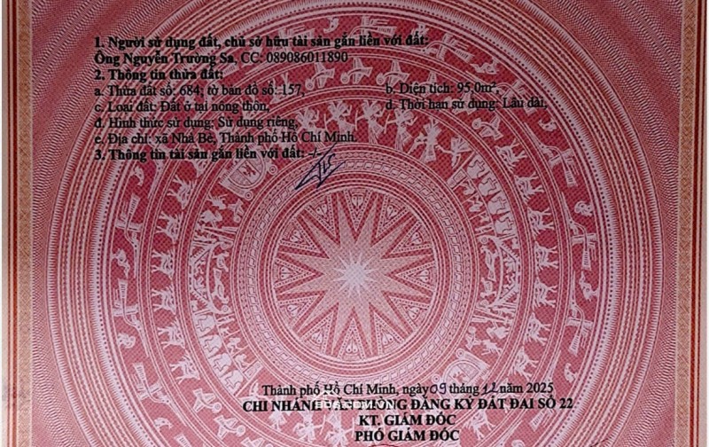 BÁN ĐẤT NHÀ BÈ - HẺM 387/29 PHẠM HỮU LẦU – 95M2 SỔ HỒNG RIÊNG 7.6 TỶ.  LH:0901727879.