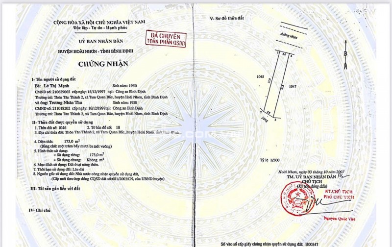 BÁN ĐẤT + NHÀ MẶT TIỀN KINH DOANH – 171 NGUYỄN CHÍ THANH, TAM QUAN BẮC, HOÀI NHƠN, BÌNH ĐỊNH