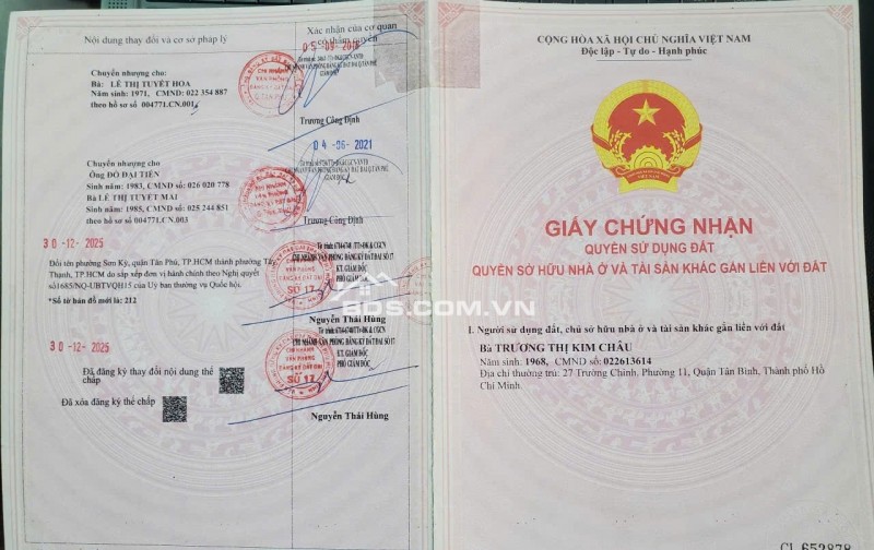 BÁN NHÀ SƠN KỲ, TÂN PHÚ: DT 72,7 M2 (1T1L) SẴN SỔ HỒNG, CHỈ 6.7 TỶ TL. LH:0932688139